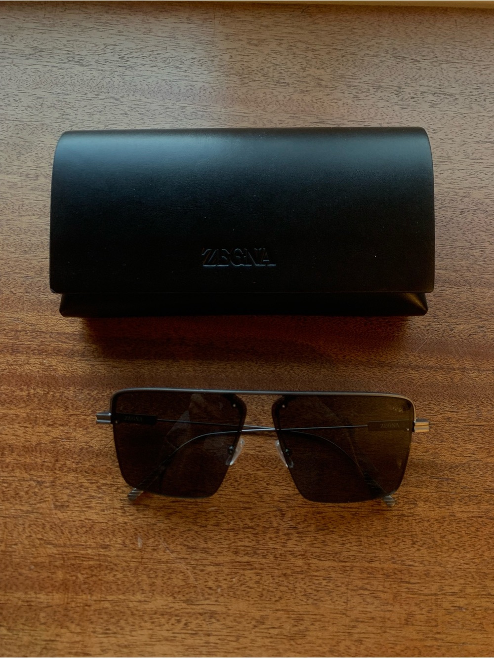ZEGNA Women’s Black Square Sunglasses with Case
